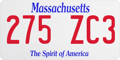 MA license plate 275ZC3