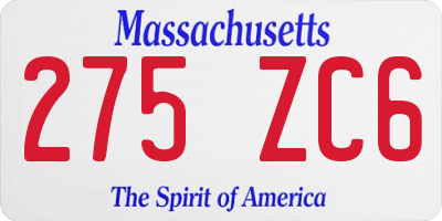 MA license plate 275ZC6