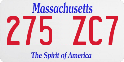 MA license plate 275ZC7
