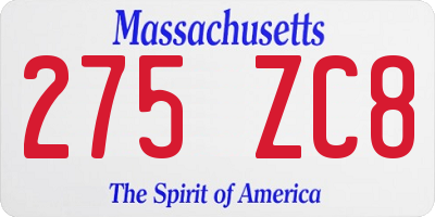 MA license plate 275ZC8