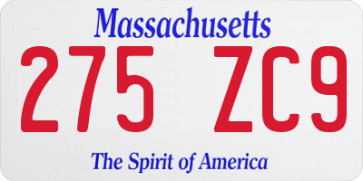 MA license plate 275ZC9