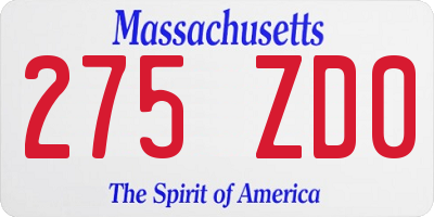 MA license plate 275ZD0