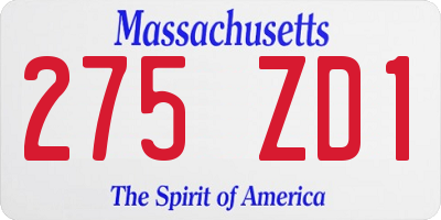 MA license plate 275ZD1