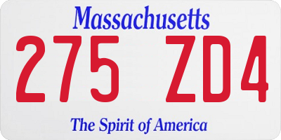 MA license plate 275ZD4