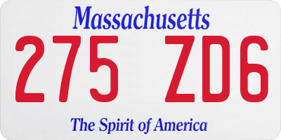 MA license plate 275ZD6
