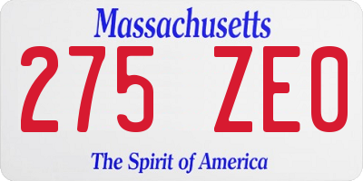 MA license plate 275ZE0