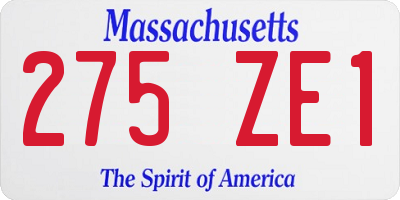 MA license plate 275ZE1