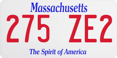 MA license plate 275ZE2