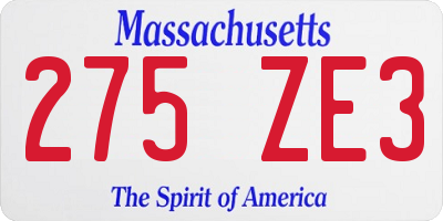 MA license plate 275ZE3