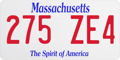 MA license plate 275ZE4