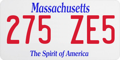 MA license plate 275ZE5