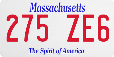 MA license plate 275ZE6