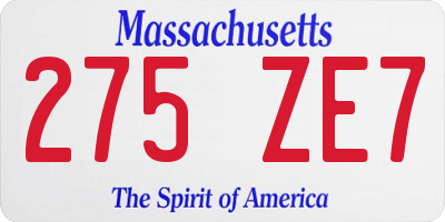 MA license plate 275ZE7