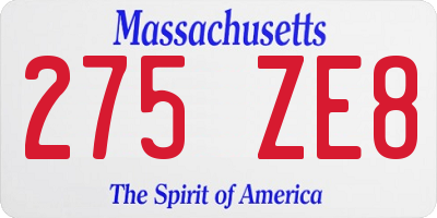 MA license plate 275ZE8