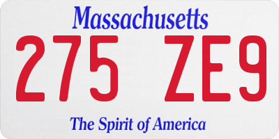 MA license plate 275ZE9