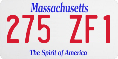 MA license plate 275ZF1