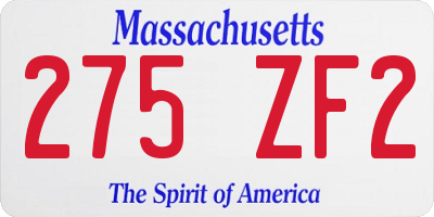 MA license plate 275ZF2