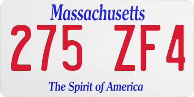 MA license plate 275ZF4