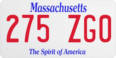 MA license plate 275ZG0