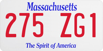 MA license plate 275ZG1