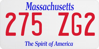 MA license plate 275ZG2