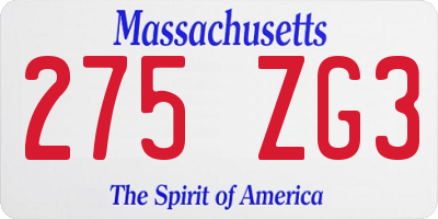 MA license plate 275ZG3