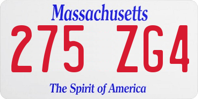 MA license plate 275ZG4