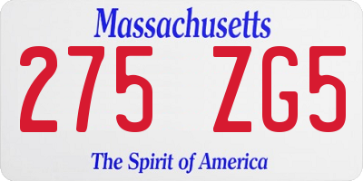 MA license plate 275ZG5