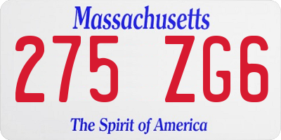 MA license plate 275ZG6