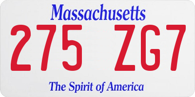 MA license plate 275ZG7