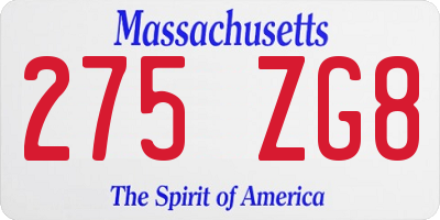 MA license plate 275ZG8