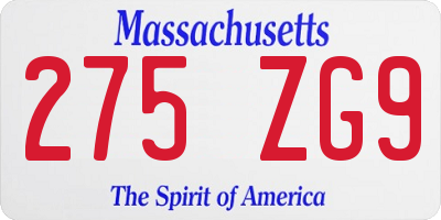 MA license plate 275ZG9