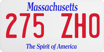 MA license plate 275ZH0