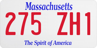 MA license plate 275ZH1
