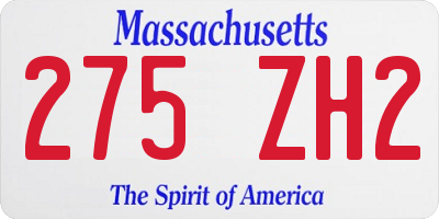 MA license plate 275ZH2