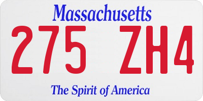MA license plate 275ZH4