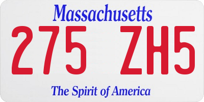 MA license plate 275ZH5
