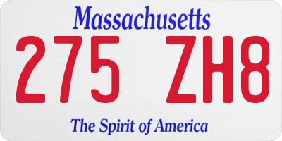 MA license plate 275ZH8