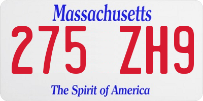 MA license plate 275ZH9