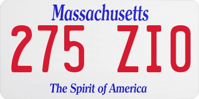 MA license plate 275ZI0
