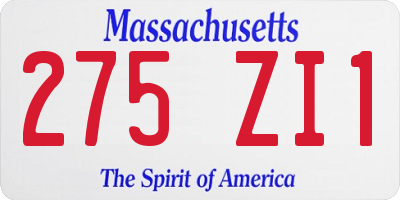 MA license plate 275ZI1