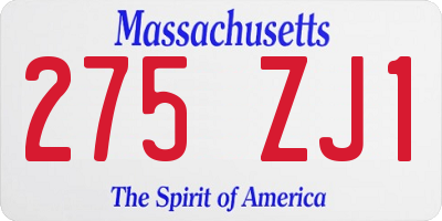 MA license plate 275ZJ1