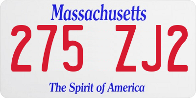 MA license plate 275ZJ2
