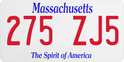 MA license plate 275ZJ5