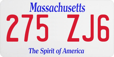 MA license plate 275ZJ6
