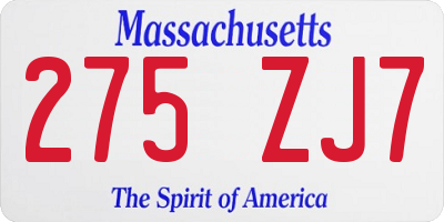 MA license plate 275ZJ7