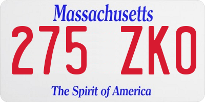 MA license plate 275ZK0