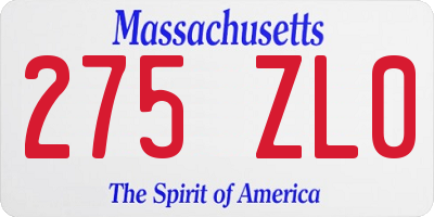 MA license plate 275ZL0