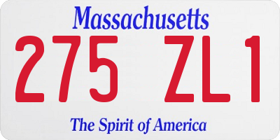 MA license plate 275ZL1
