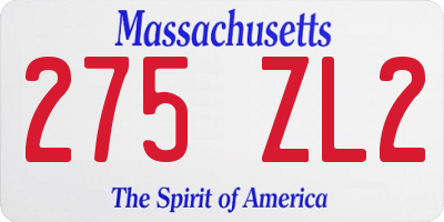 MA license plate 275ZL2